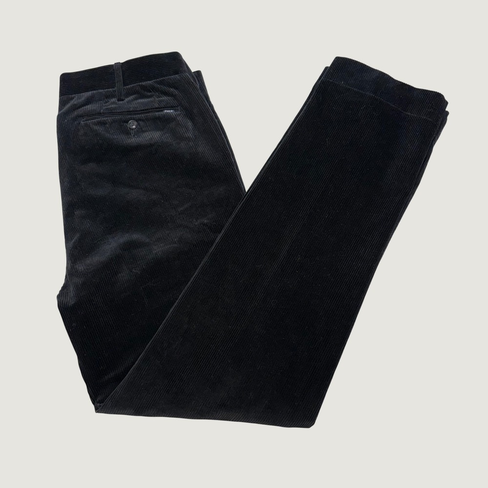 Polo Ralph Lauren Corduroy Pants Mens 34x32 Black Classic Fit Wide Wale Stretch